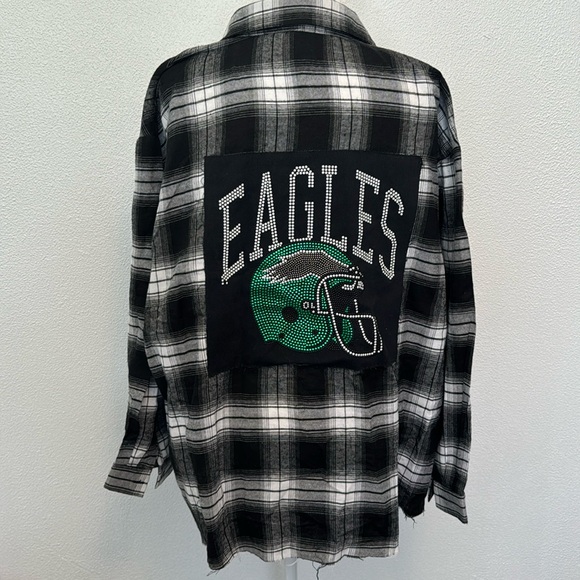 philadelphia eagles Tops - Philadelphia eagles plaid, button-down shirt
